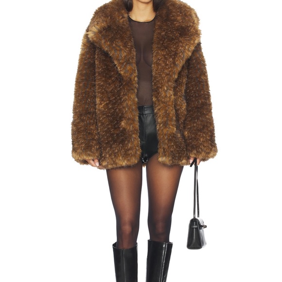 Simon Miller Rich Brown Faux Fur Jacket - Picture 3 of 6